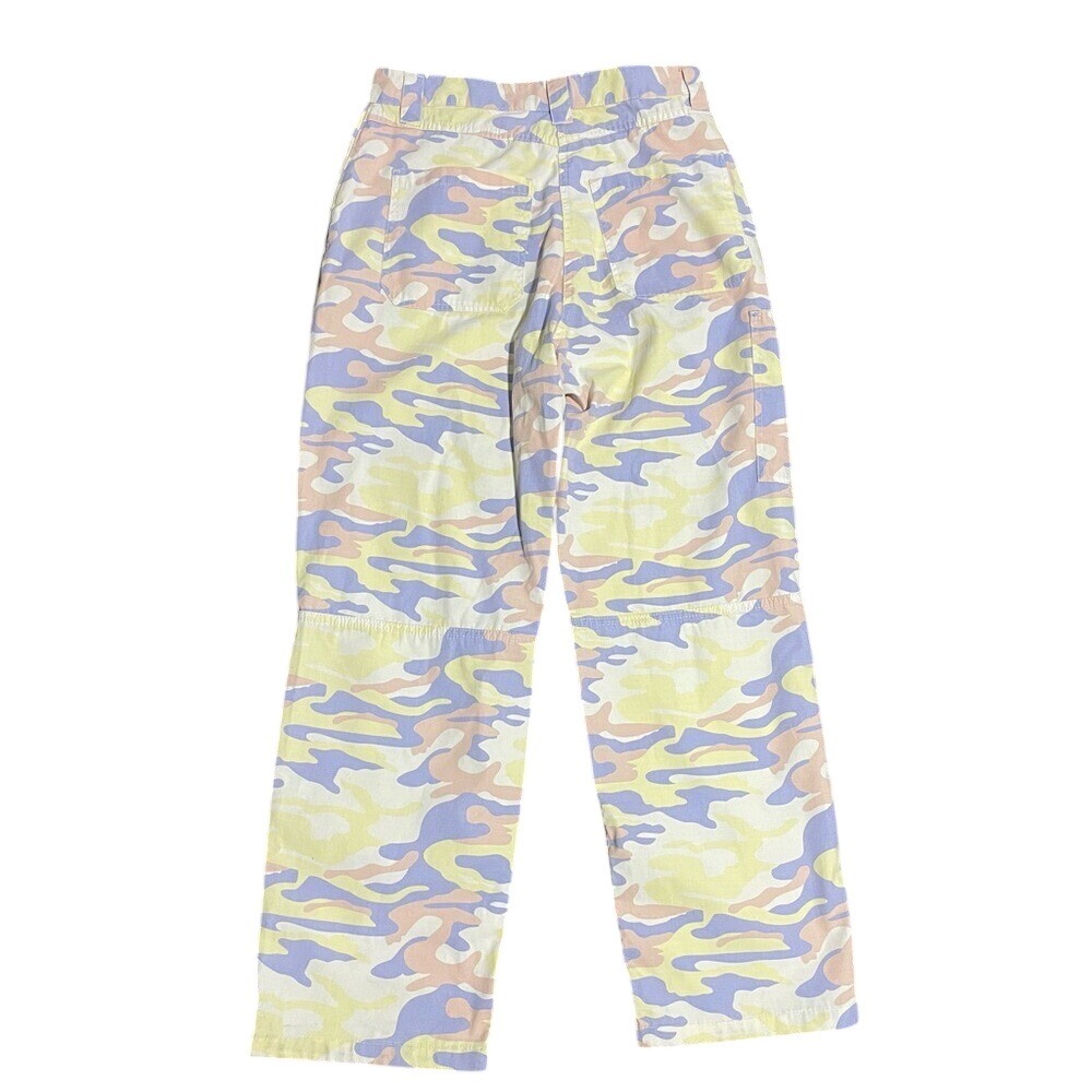 Topshop Pastel Camo Cargo Pants‎ Women US 12 UK 16 EUR 44 Straight Leg NWT